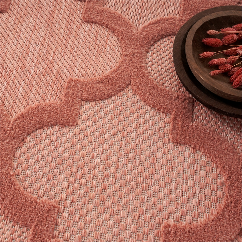 Nourison Easy Care 7' x 10' Fabric Coral Orange Modern Indoor/Outdoor Rug