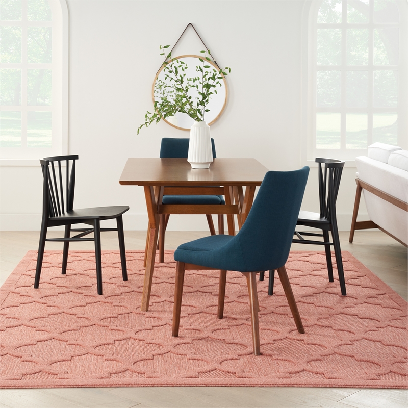 Nourison Easy Care 7' x 10' Fabric Coral Orange Modern Indoor/Outdoor Rug