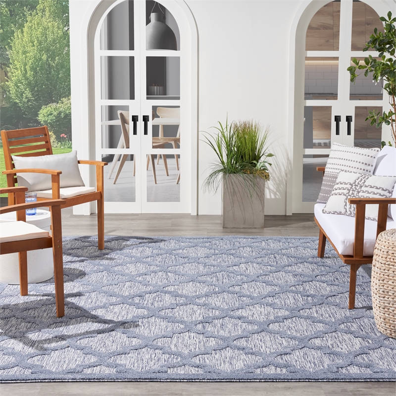Nourison Easy Care 7' x 10' Denim Blue Indoor/Outdoor Rug