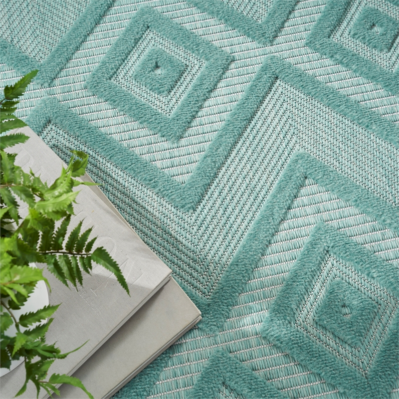 Nourison Versatile 6' x 9' Indoor/Outdoor Rug in Aqua/Teal