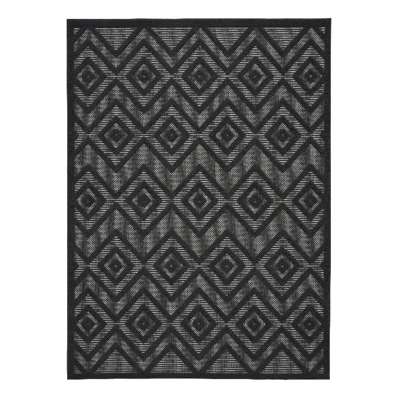 Nourison Versatile 6' x 9' Indoor/Outdoor Rug in Charcoal/Black