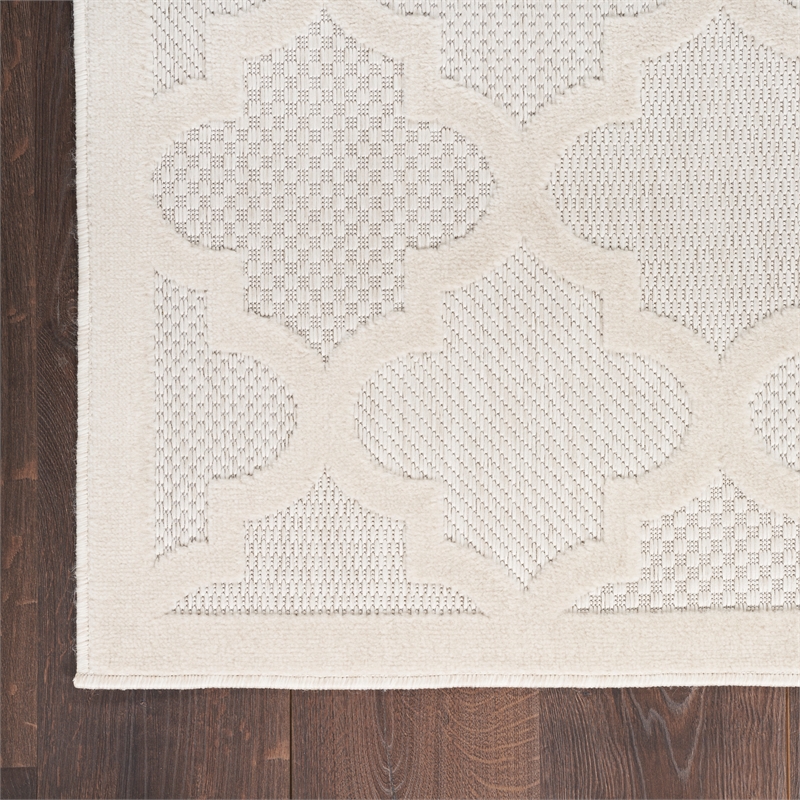 Nourison Easy Care 7' x 10' Ivory White Fabric Modern Area Rug (7' x 10')