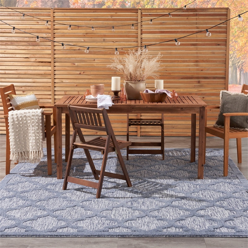 Nourison Easy Care 8' x 10' Fabric Denim Blue Modern Indoor/Outdoor Rug