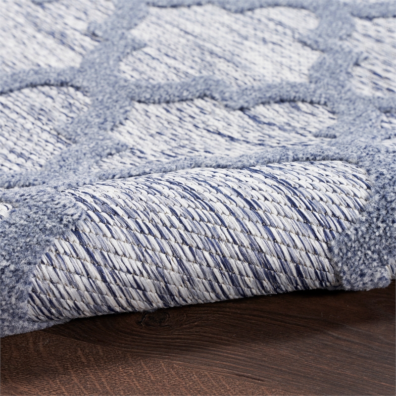 Nourison Easy Care 8' x 10' Fabric Denim Blue Modern Indoor/Outdoor Rug