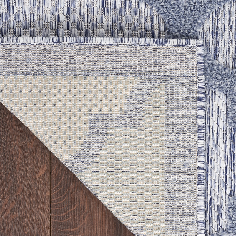 Nourison Easy Care 8' x 10' Fabric Denim Blue Modern Indoor/Outdoor Rug