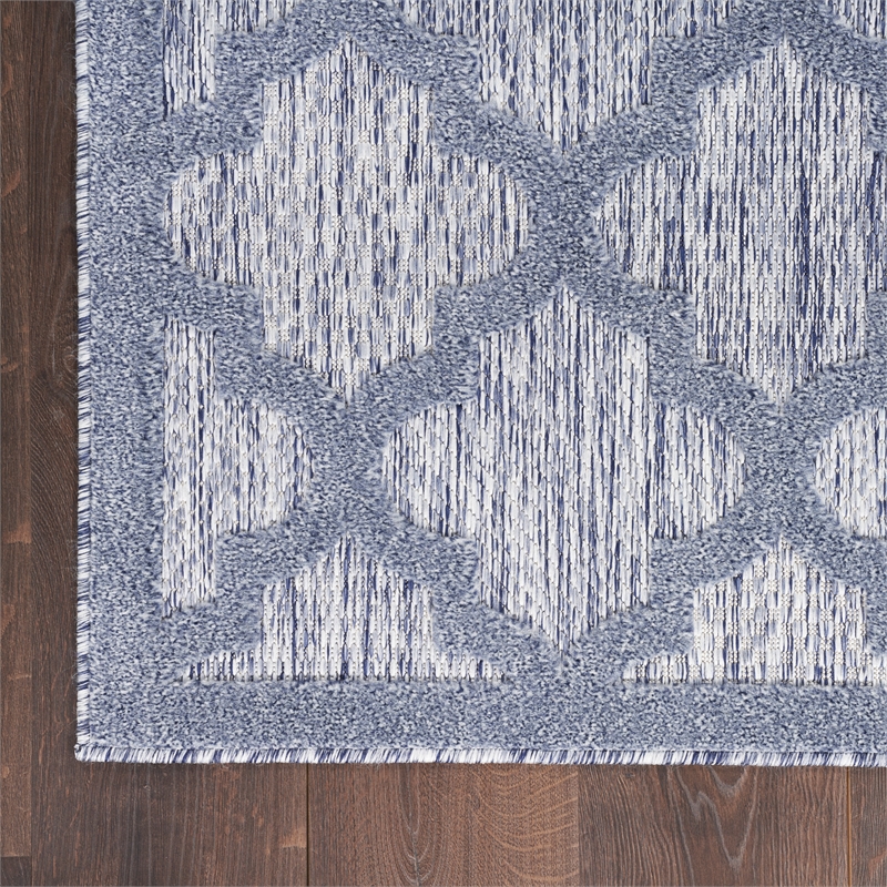 Nourison Easy Care 8' x 10' Fabric Denim Blue Modern Indoor/Outdoor Rug
