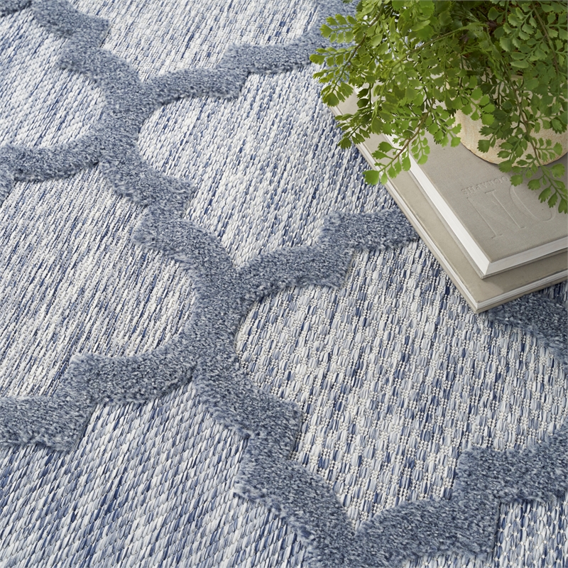 Nourison Easy Care 8' x 10' Fabric Denim Blue Modern Indoor/Outdoor Rug