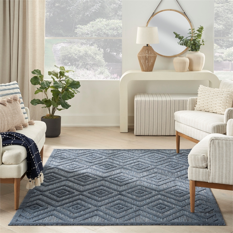 Nourison Versatile 6' x 9' Indoor/Outdoor Rug in Navy Blue