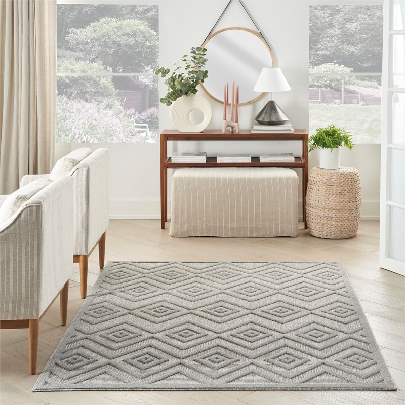 Nourison Versatile 6' x 9' Indoor/Outdoor Rug in Silver Grey