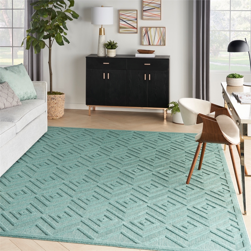 Nourison Versatile 7' x 10' Indoor/Outdoor Rug in Aqua/Teal