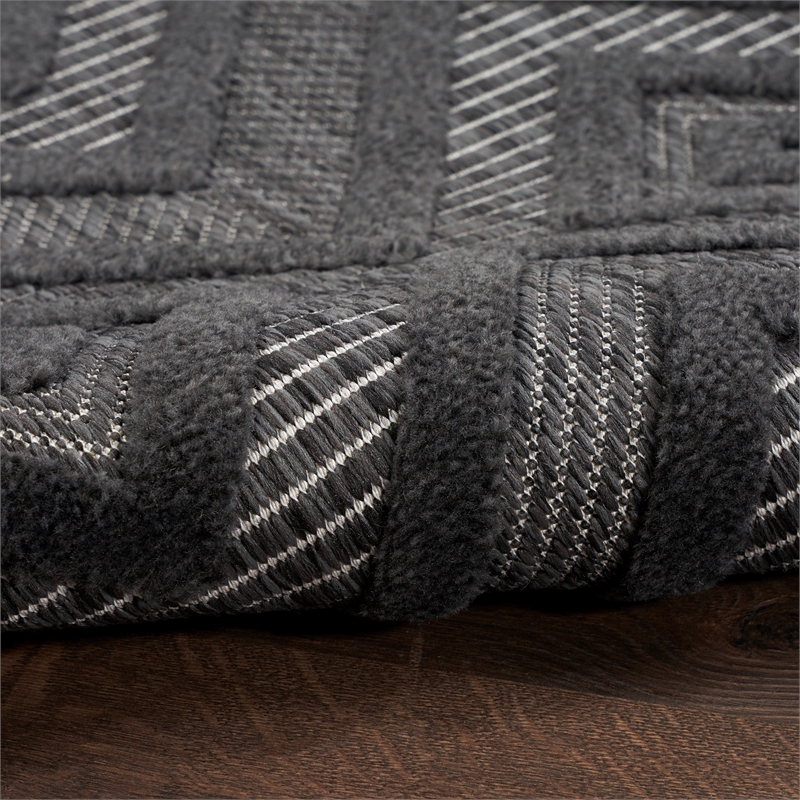 Nourison Versatile 7' x 10' Indoor/Outdoor Rug in Charcoal/Black