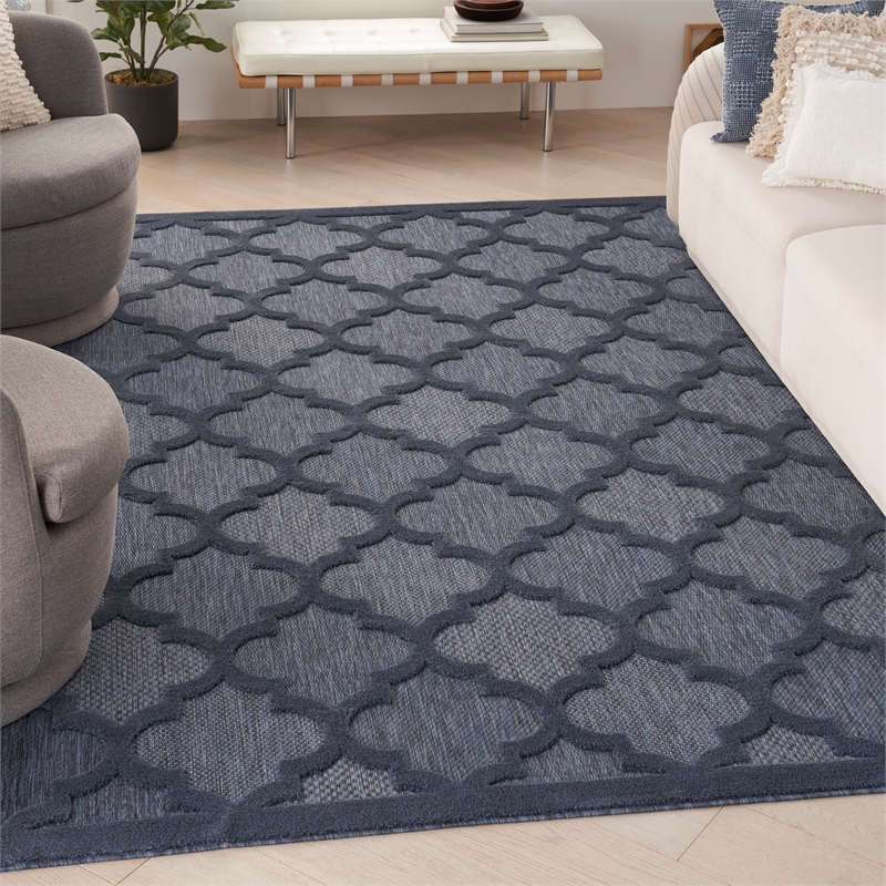 Nourison Easy Care 8' x 10' Navy Blue Indoor/Outdoor Rug