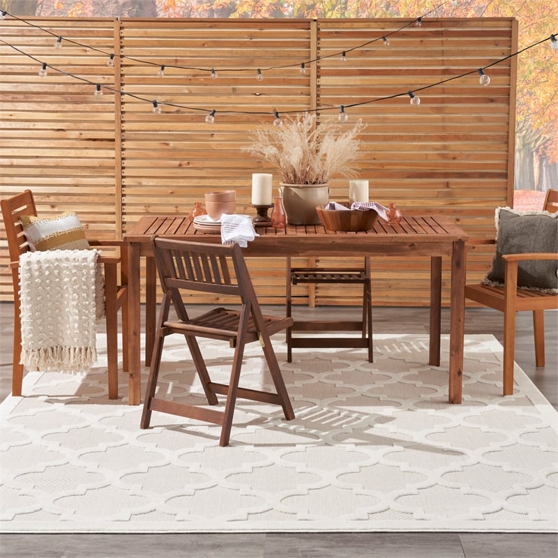 Nourison Easy Care 9' x 12' Ivory/White Fabric Modern Area Rug