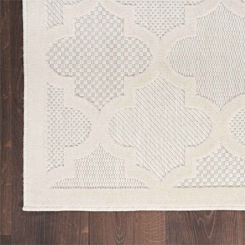 Nourison Easy Care 9' x 12' Ivory/White Fabric Modern Area Rug