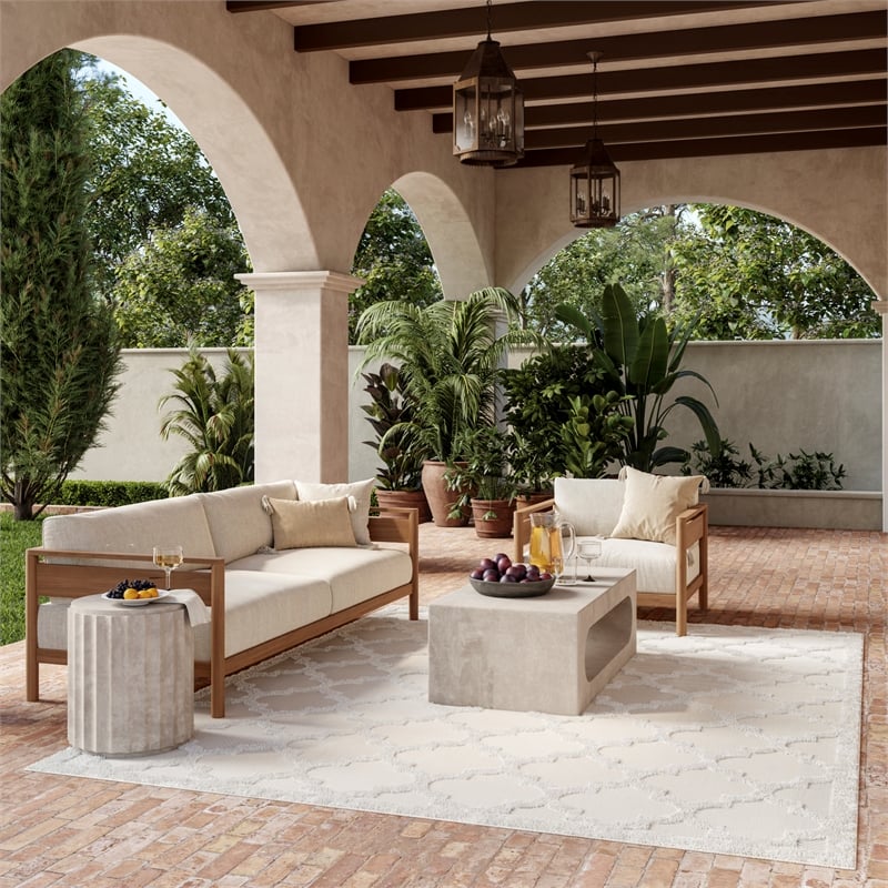 Nourison Easy Care 9' x 12' Ivory/White Fabric Modern Area Rug