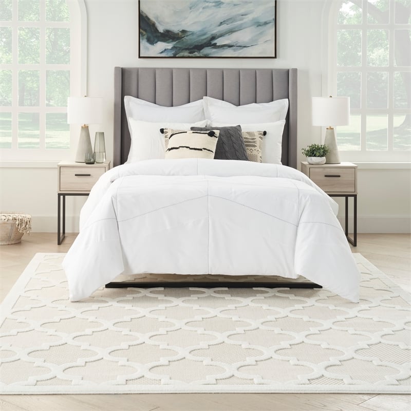 Nourison Easy Care 9' x 12' Ivory/White Fabric Modern Area Rug