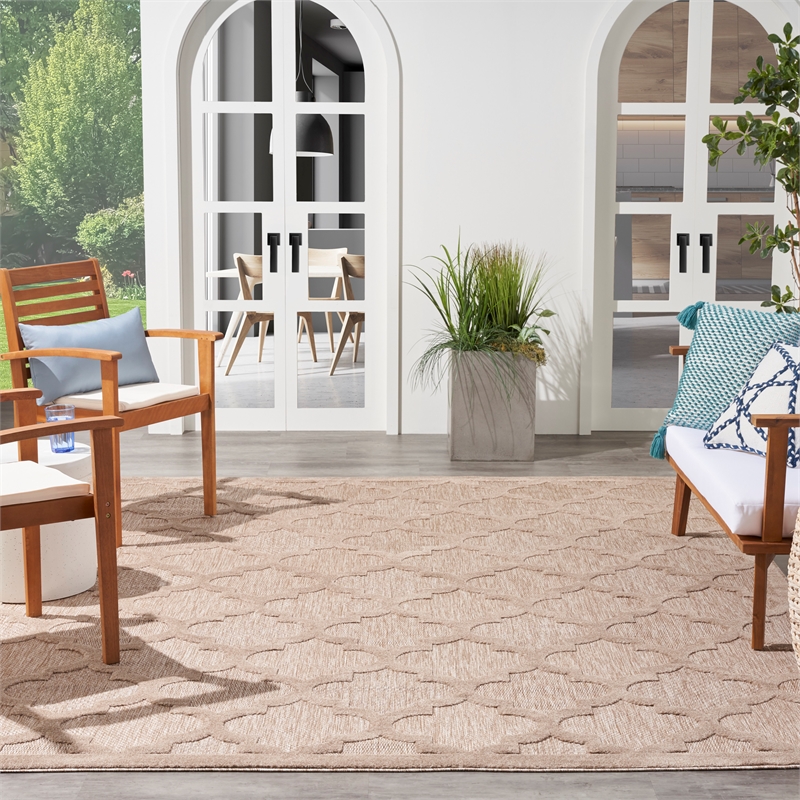 Nourison Easy Care 9' x 12' Natural Beige Fabric Modern Area Rug