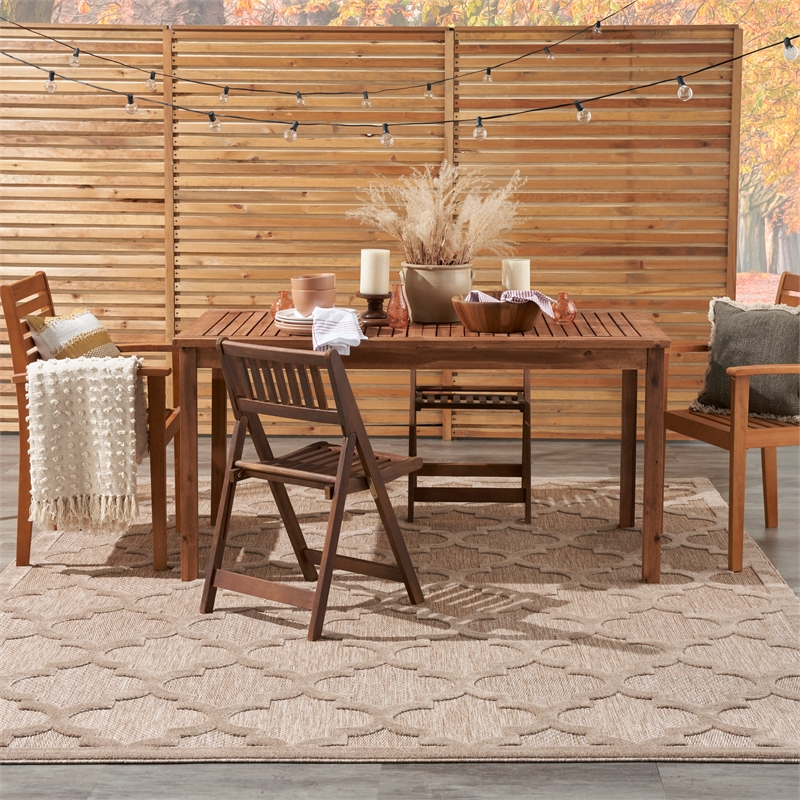 Nourison Easy Care 9' x 12' Natural Beige Fabric Modern Area Rug