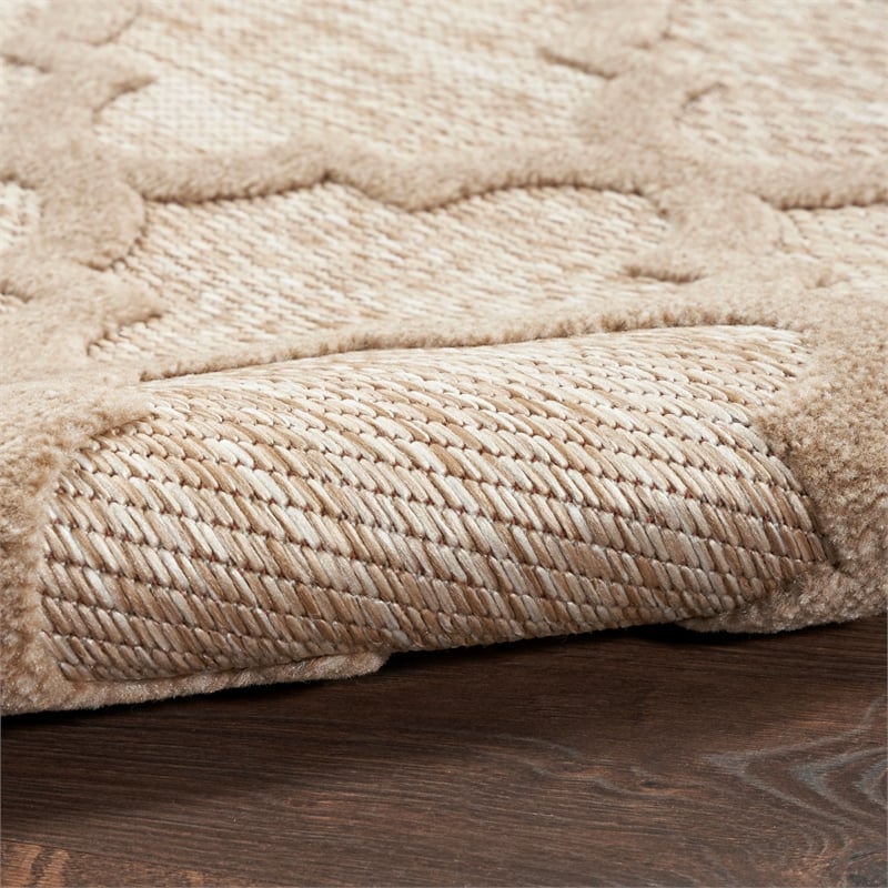 Nourison Easy Care 9' x 12' Natural Beige Fabric Modern Area Rug