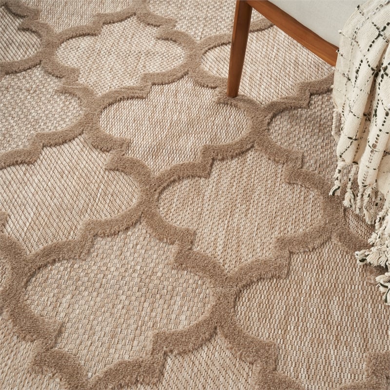Nourison Easy Care 9' x 12' Natural Beige Fabric Modern Area Rug