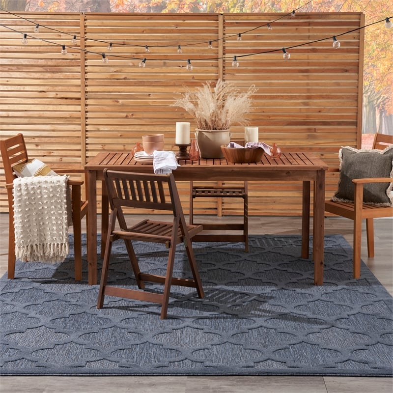 Nourison Easy Care 9' x 12' Navy Blue Fabric Indoor/Outdoor Rug