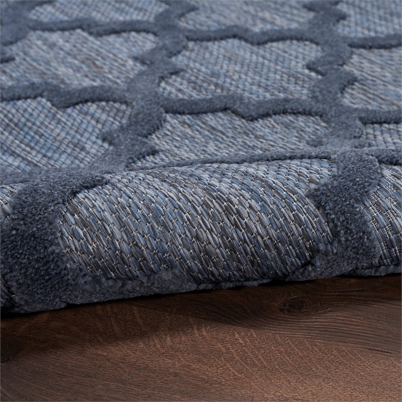 Nourison Easy Care 9' x 12' Navy Blue Fabric Indoor/Outdoor Rug