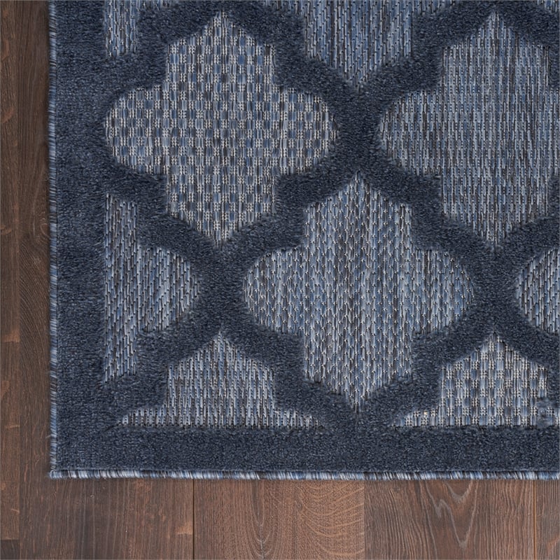 Nourison Easy Care 9' x 12' Navy Blue Fabric Indoor/Outdoor Rug