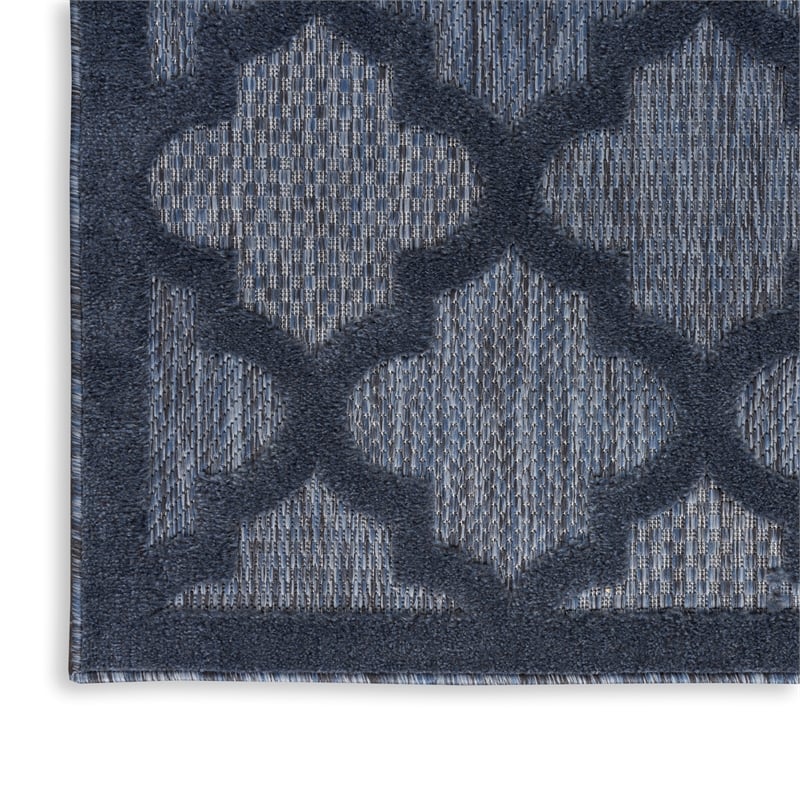 Nourison Easy Care 9' x 12' Navy Blue Fabric Indoor/Outdoor Rug