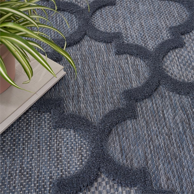 Nourison Easy Care 9' x 12' Navy Blue Fabric Indoor/Outdoor Rug