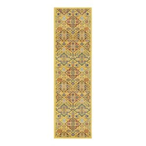 Nourison Allur 8' Runner Yellow Multicolor Fabric Bohemian Area Rug (8' Runner)