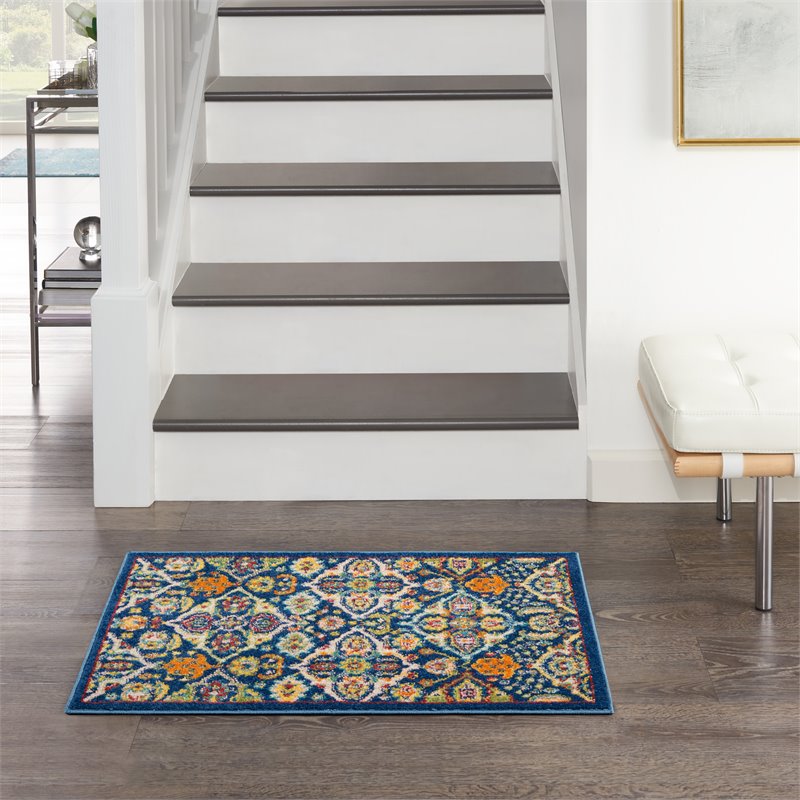 Nourison Allur 2' x 3' Navy Multicolor Fabric Bohemian Area Rug (2' x 3')