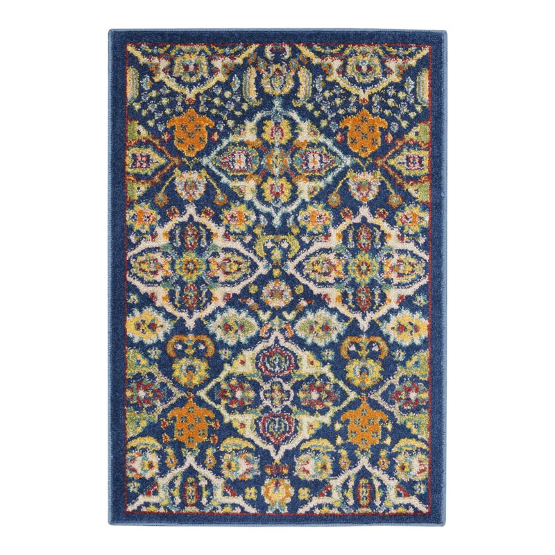 Nourison Allur 2' x 3' Navy Multicolor Fabric Bohemian Area Rug (2' x 3')