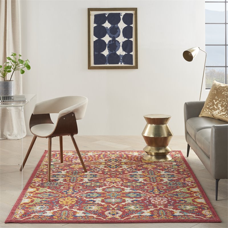 Nourison Allur 4' x 6' Red Multicolor Fabric Bohemian Area Rug (4' x 6')