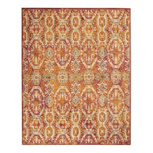 Nourison Allur 94x118&quot Transitional Fabric Area Rug in Red/Burnt Orange