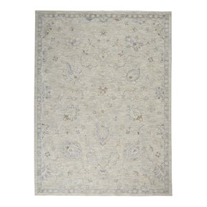 Nourison Asher 94x124&quot Rectangle Traditional Fabric Area Rug in Gray/Charcoal
