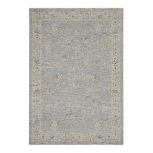 Nourison Asher 63x92&quot Rectangle Traditional Fabric Area Rug in Gray/Blue