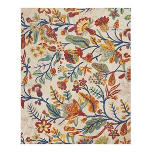 Nourison Allur 94x118&quot Rectangle Contemporary Fabric Area Rug in Ivory/Red