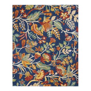 Nourison Allur 94x118&quot Rectangle Contemporary Fabric Area Rug in Navy/Red