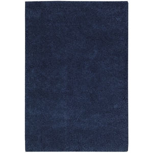 Nourison Amore 94x130&quot Rectangle Contemporary Fabric Area Rug in Ink Blue