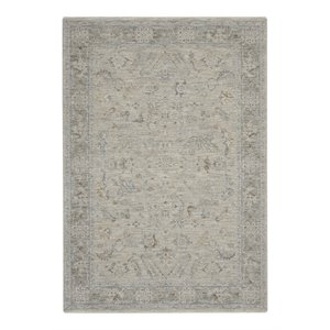 Nourison Asher 63x92&quot Rectangle Traditional Fabric Area Rug in Light Gray/Ivory