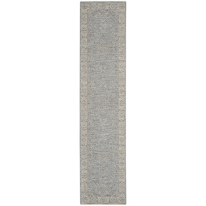 Nourison Asher 2'3&quot x 10'2&quot Fabric Indoor Area Rug in Blue/Gray/Cream/Ivory