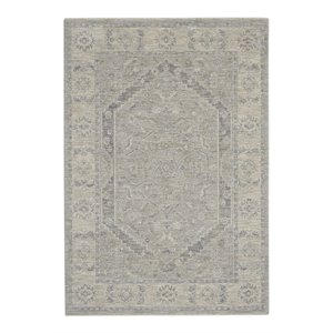 Nourison Asher 47x71&quot Rectangle Traditional Fabric Area Rug in Gray/Ivory