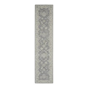 Nourison Asher 27x12&quot Runner Traditional Fabric Area Rug in Charcoal/Gray
