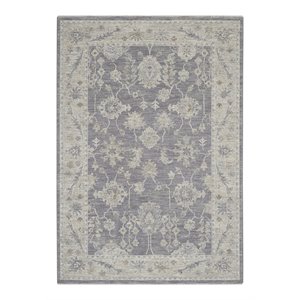 Nourison Asher 63x92&quot Rectangle Traditional Fabric Area Rug in Charcoal/Gray