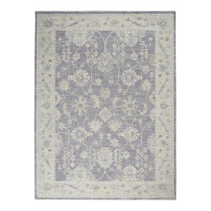 Nourison Asher 94x124&quot Rectangle Traditional Fabric Area Rug in Charcoal/Gray