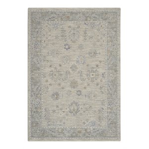 Nourison Asher 63x92&quot Rectangle Traditional Fabric Area Rug in Ivory/Light Gray