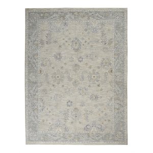 Nourison Asher 94x124&quot Rectangle Traditional Fabric Area Rug in Ivory/Light Gray