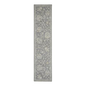 Nourison Asher 2'3&quot x 10'2&quot Polyester Vintage Indoor Rug in Charcoal