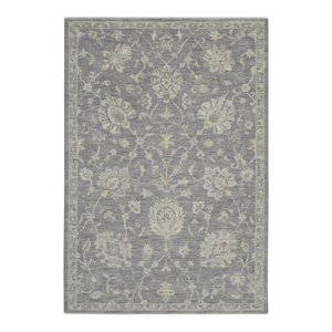 Nourison Asher 63x92&quot Rectangle Traditional Fabric Area Rug in Charcoal