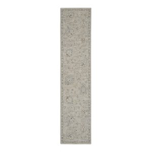 Nourison Asher 27x122&quot Runner Traditional Fabric Area Rug in Light Gray/Charcoal